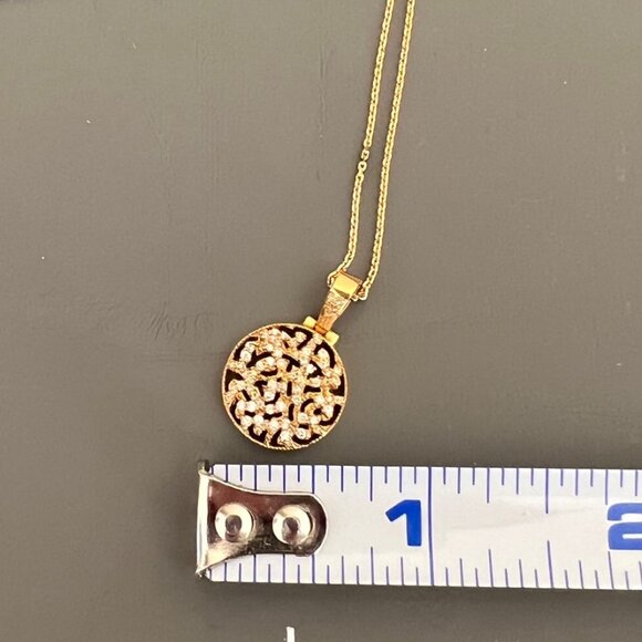 Tresor Signature Logo Diamond Pendant 18kt rose gold 18" chain necklace EUC - Picture 11 of 11